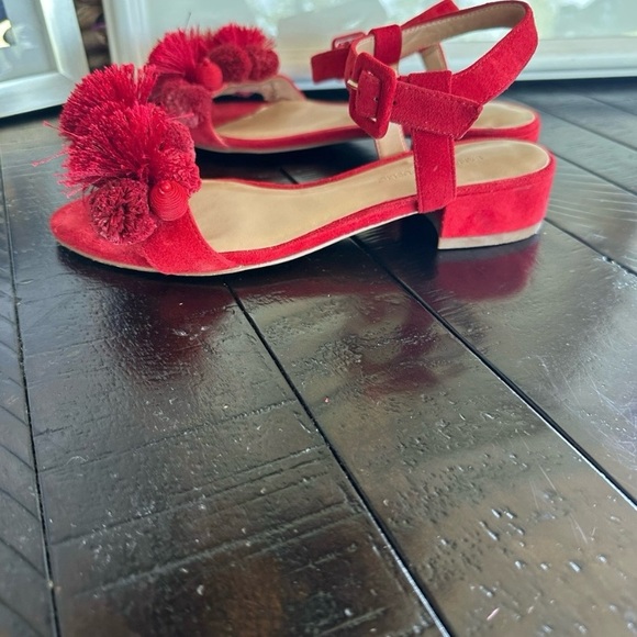 Banana Republic Pom-pom red sandals, size 5 - Picture 2 of 7